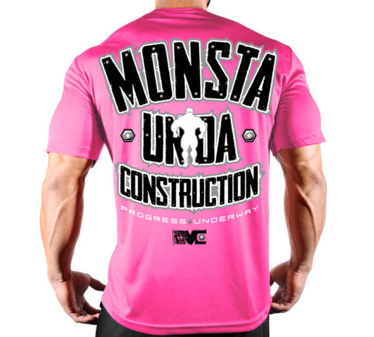 TEE: MONSTA UNDA CONSTRUCTION POLY DRI PINK