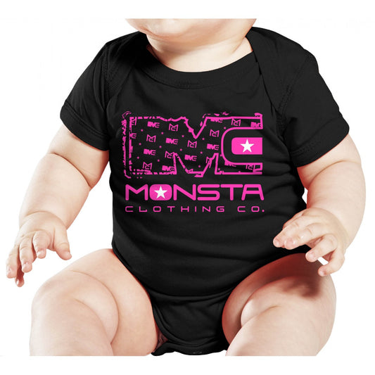 Baby: Onesie Black and Pink - Monsta Clothing Australia
