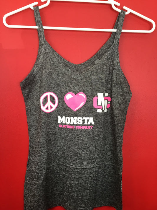 WOMENS: PEACE LOVE MC TANK 209 - Monsta Clothing Australia